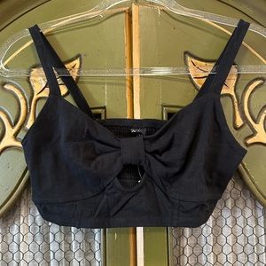 NWT TILLY’S BLACK BOW CROPPED BRALETTE TOP SIZE M